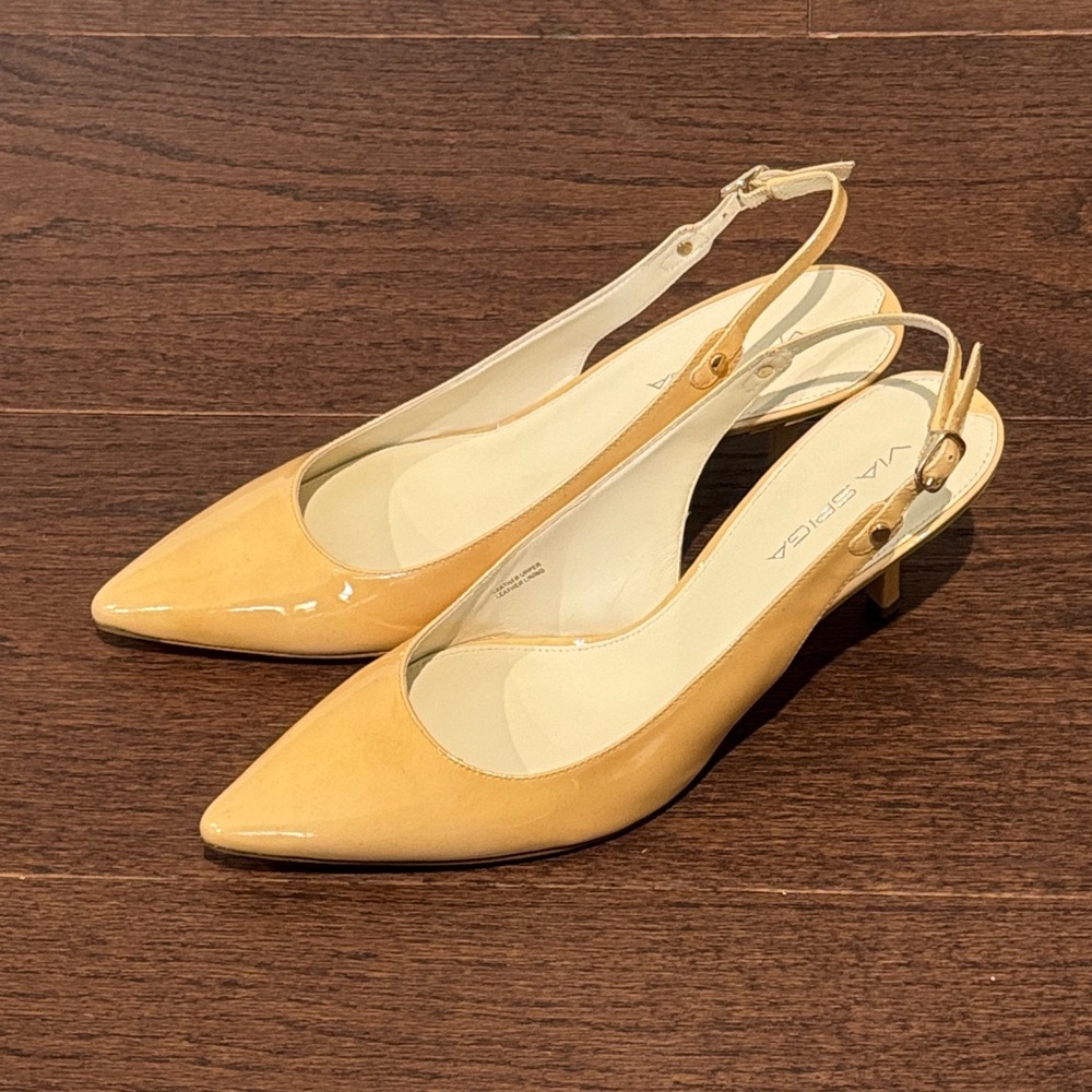 NWT Via Spiga Women's Tan/Yellow Slingback Heels Size 9.5